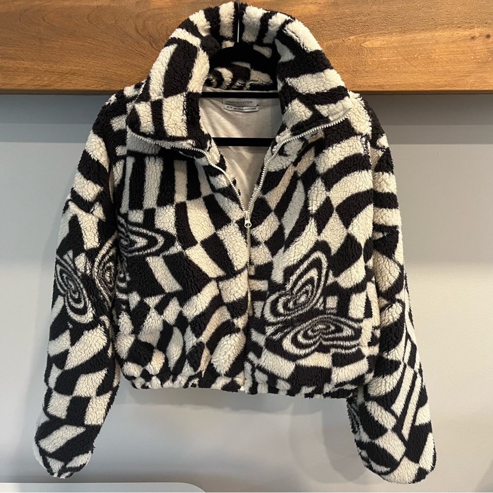 Urban Outfitters Black and White Teddy Jacket